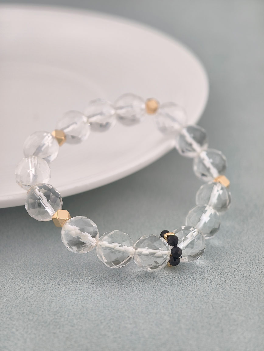 Clear Quartz and Black Spinel Bracelet image