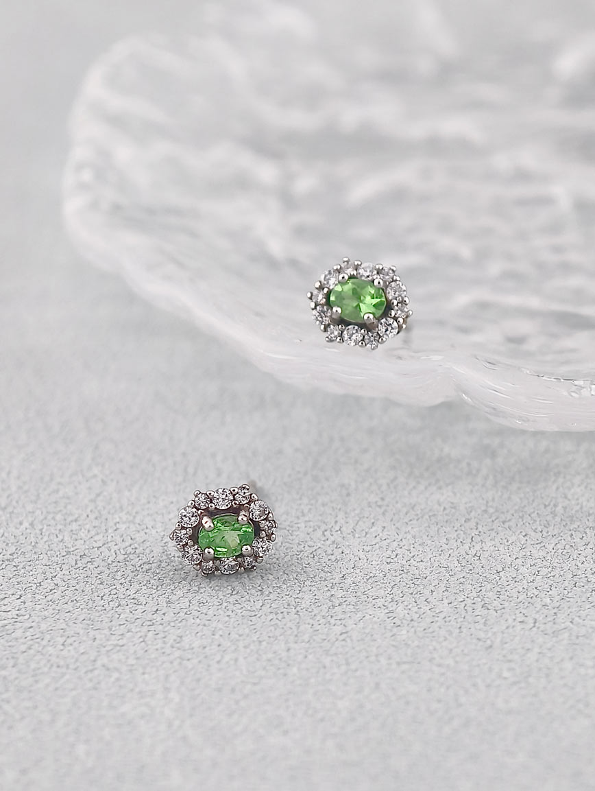 Natural Peridot Exquisite Style Sterling Silver Earrings image