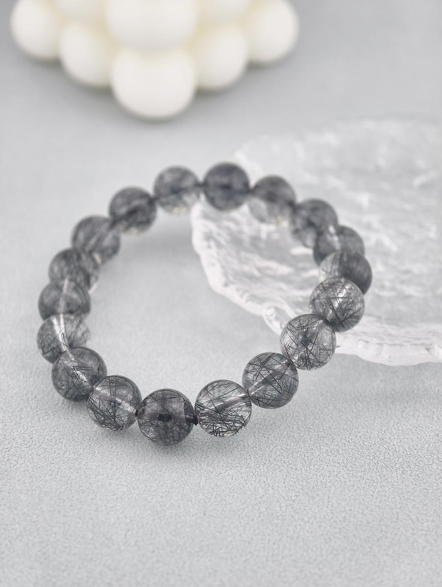 Natural Black Rutilated Quartz Energy Bracelet image