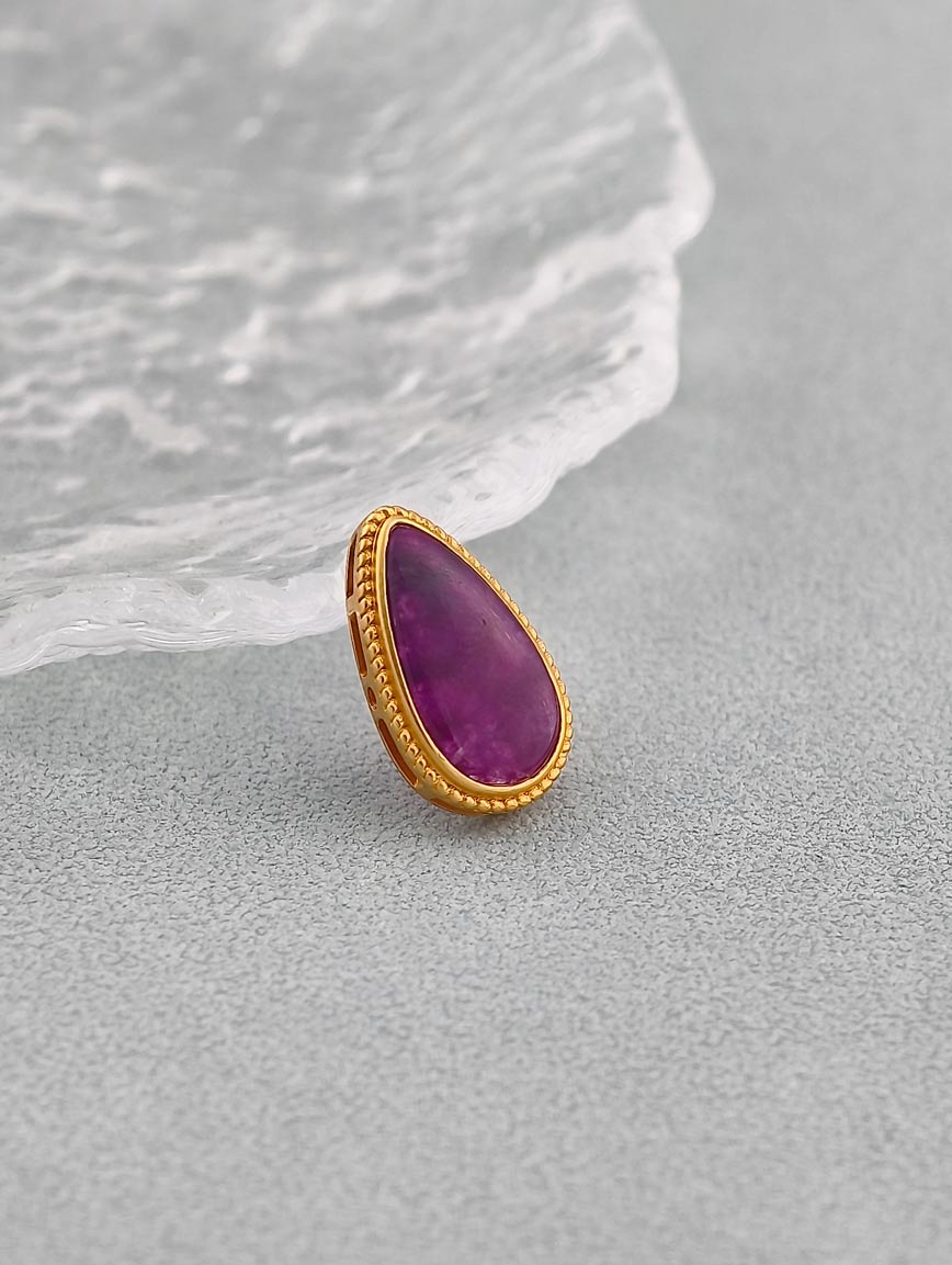 18K Gold Inlaid Natural Water Drop Shaped Sugilite DIY Accessory image