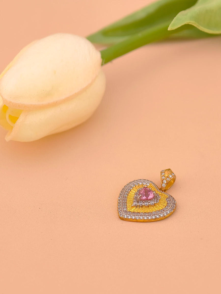 Natural Heart Pink Tourmaline Sterling Silver Pendant image