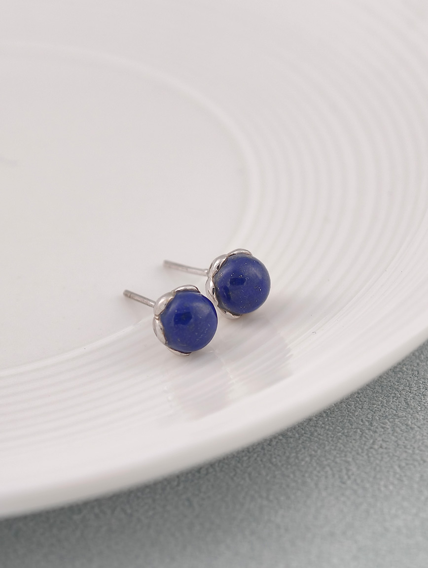 Natural Lapis Lazuli Simple Style Sterling Silver Earrings image