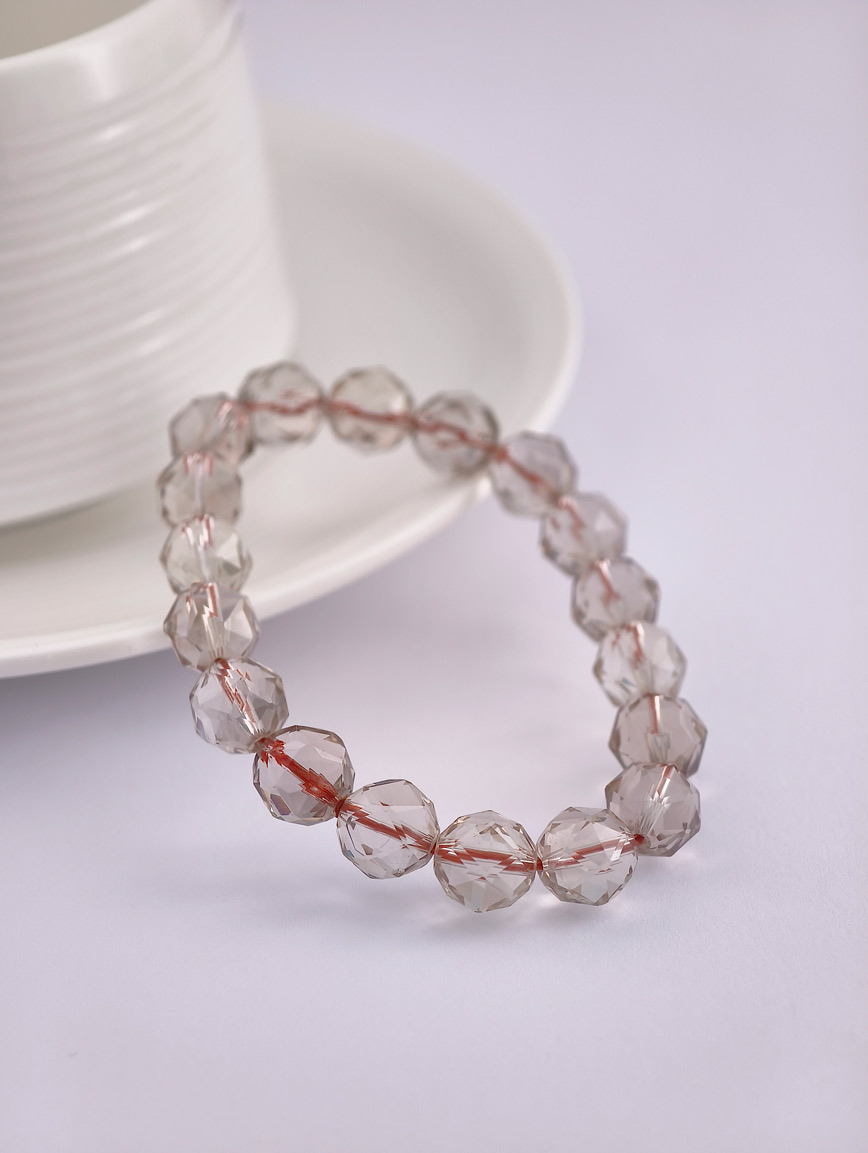 Natural Diamond Cut Smoky Quartz Bracelet image