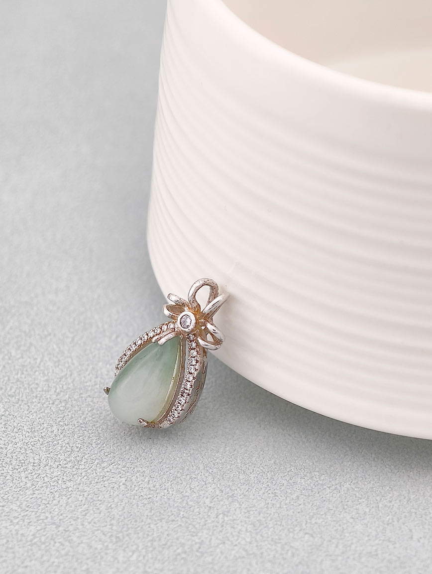 Natural Jadeite Delicate Style Sterling Silver Pendant image