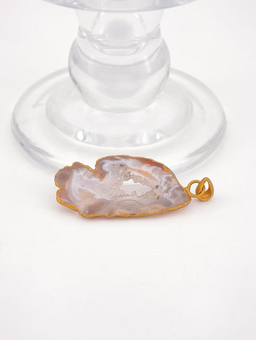 Natural Geode Agate Pendant image