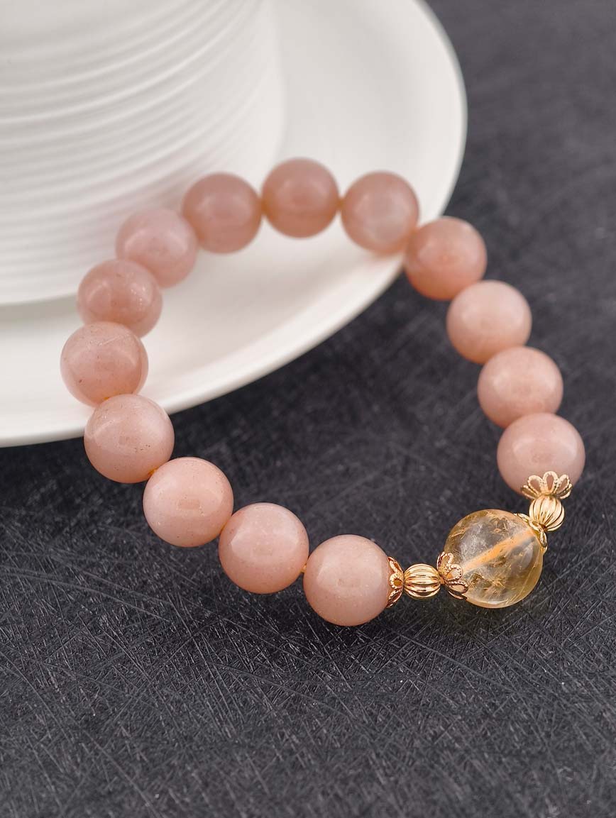 Orange Moonstone and Citrine Simple Style Bracelet image