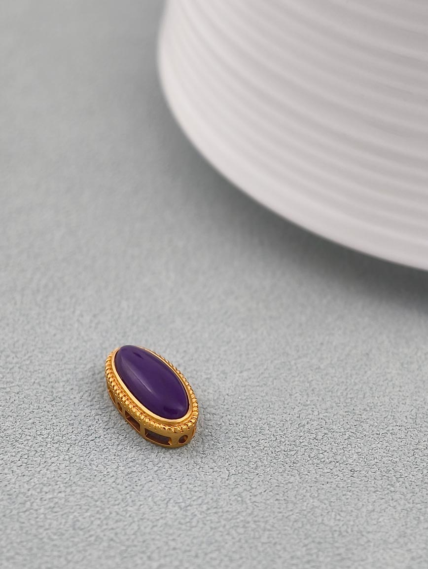 18K Gold Inlaid Oval Sugilite DIY Accessory image