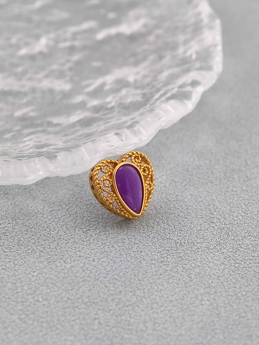 Heart Shaped 18K Gold Natural Sugilite DIY Accessory image