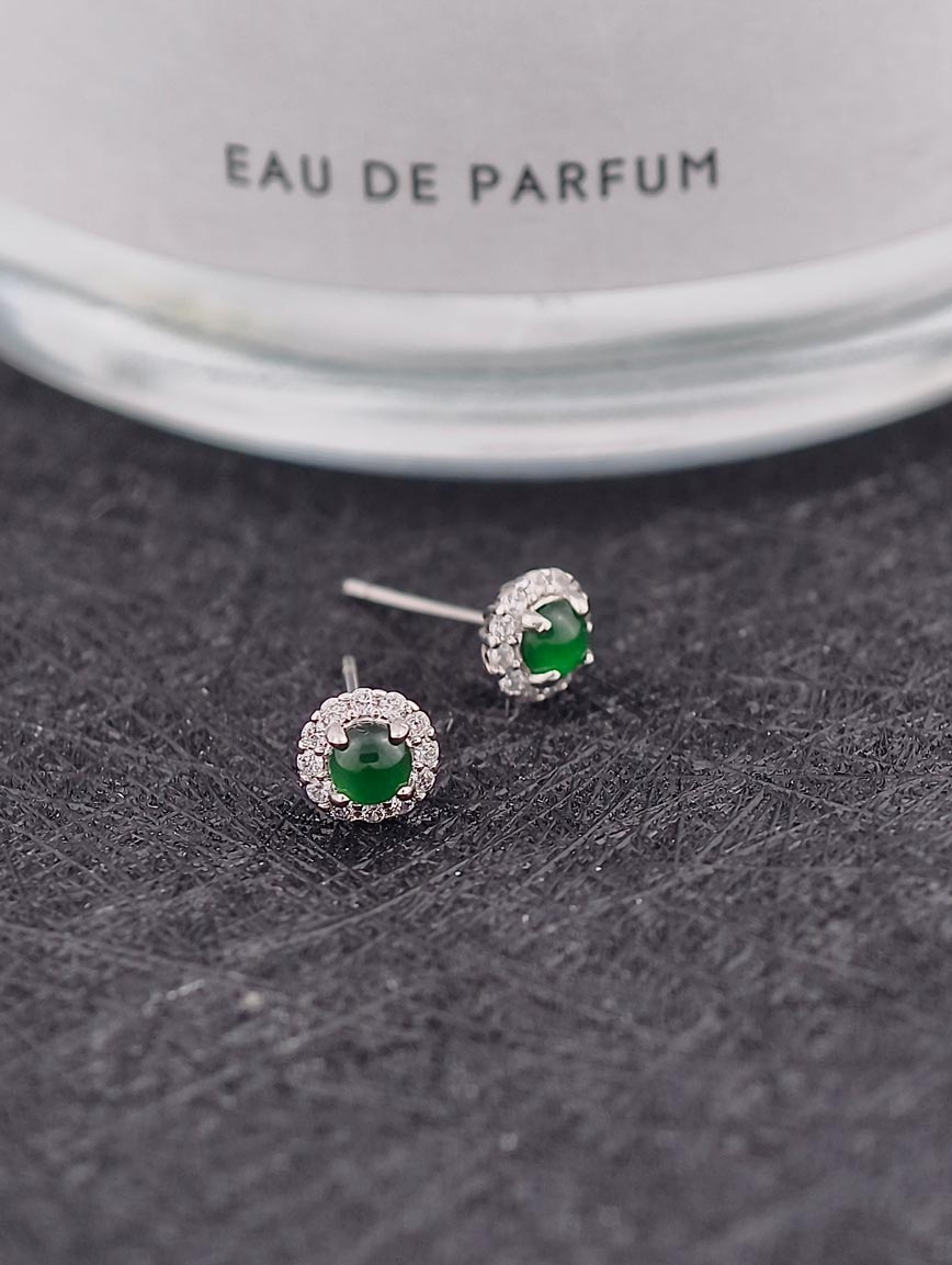 Natural Jadeite Exquisite Style Sterling Silver Earrings image