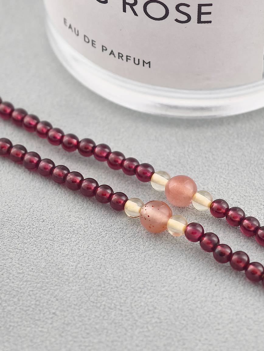 Amber Pendant with Turquoise South Red Agate and Garnet Necklace image