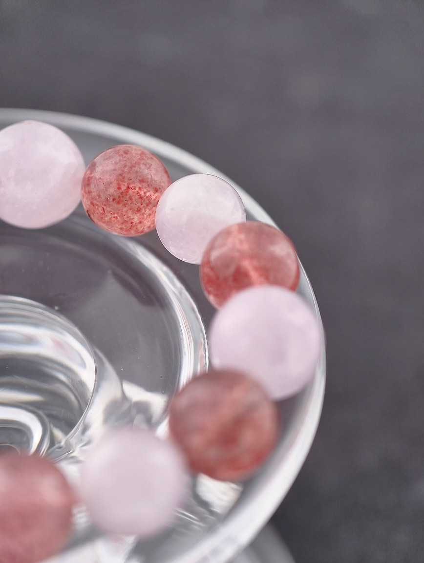 Natural Amethyst and Strawberry Quartz Bracelet image