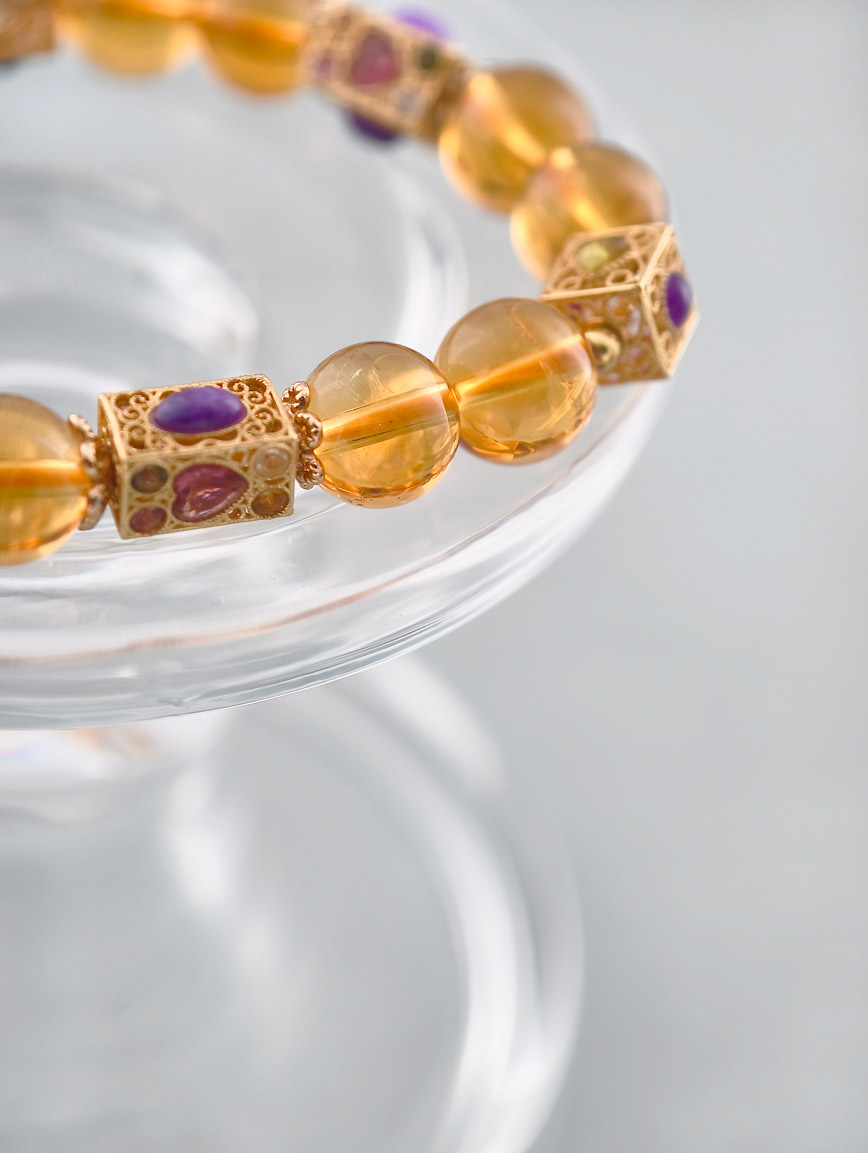 Citrine and Tourmaline Sugilite Bracelet image