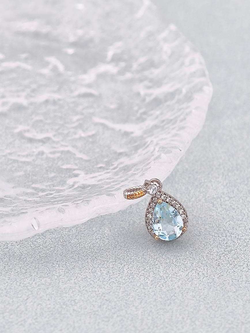 Blue Topaz Drop Sterling Silver Pendant image