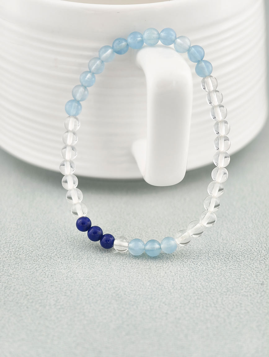 Clear Quartz and Lapis Lazuli Aquamarine Bracelet image