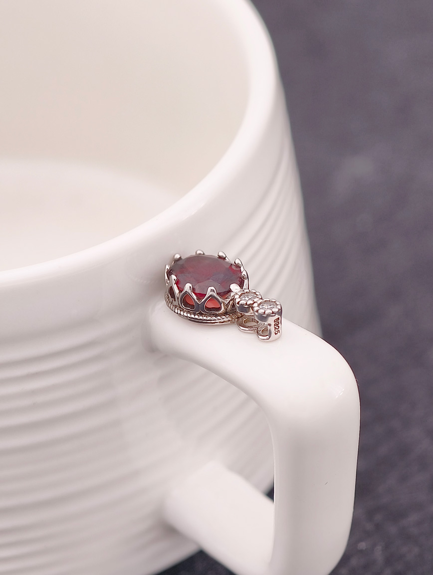 Natural Garnet Sterling Silver Pendant image
