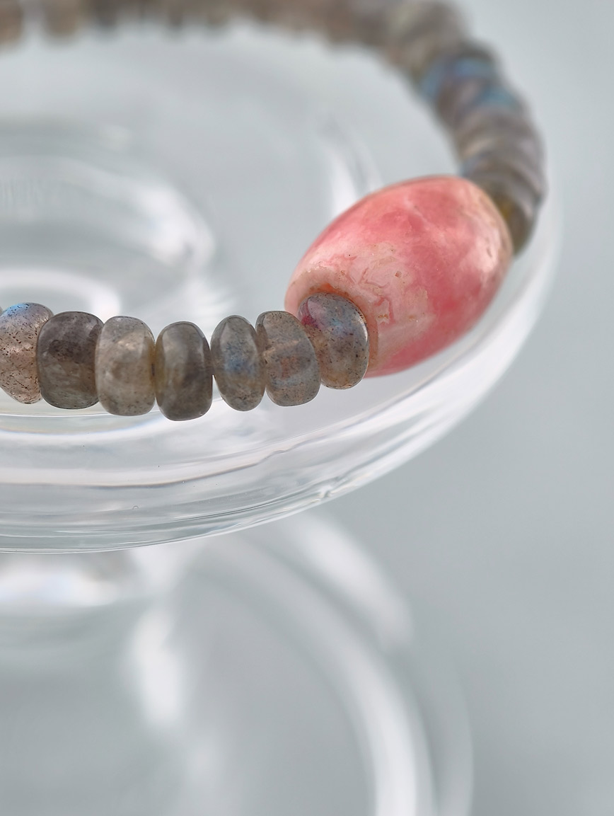 Natural Labradorite and Rhodochrosite Bracelet image