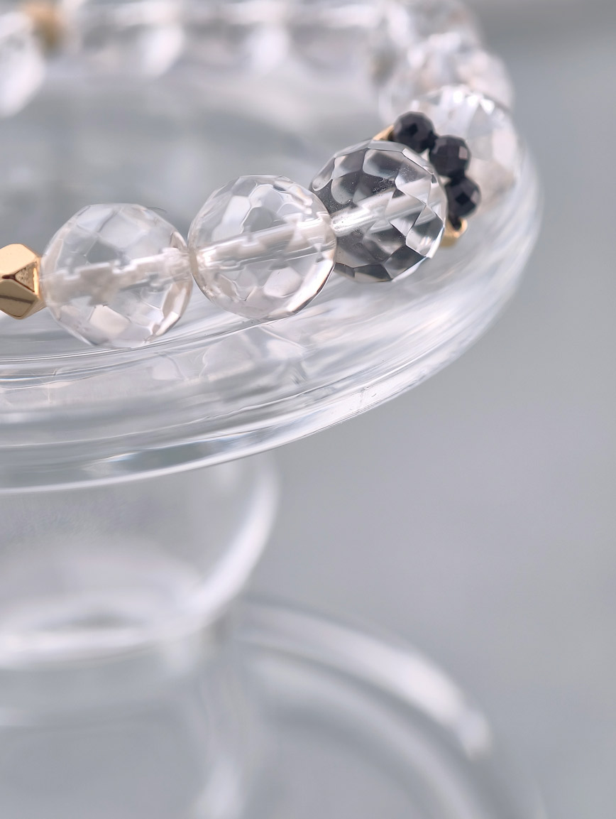 Clear Quartz and Black Spinel Bracelet image