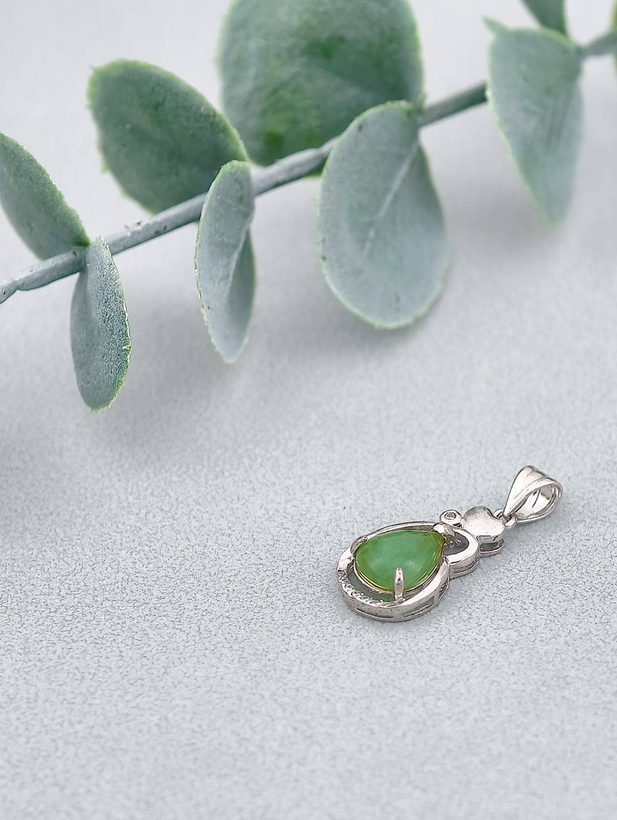 Natural Jadeite Sterling Silver Pendant image