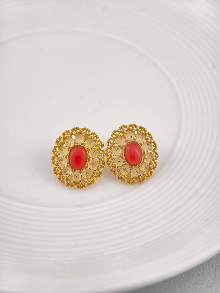 Natural Red Coral Exquisite Style Sterling Silver Earrings image