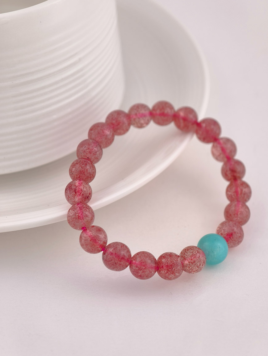 Natural Strawberry Quartz and Amazonite Bracelet image