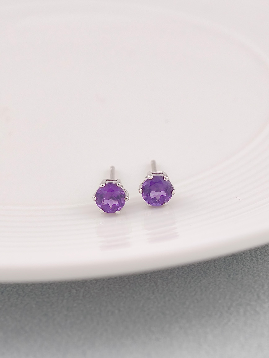 Natural Amethyst Sterling Silver Earrings image