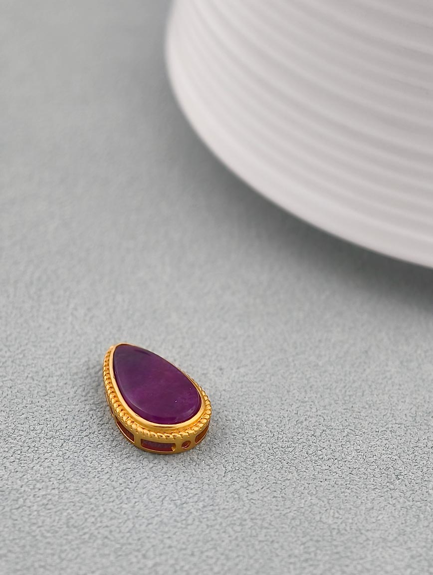 18K Gold Inlaid Natural Water Drop Shaped Sugilite DIY Accessory image