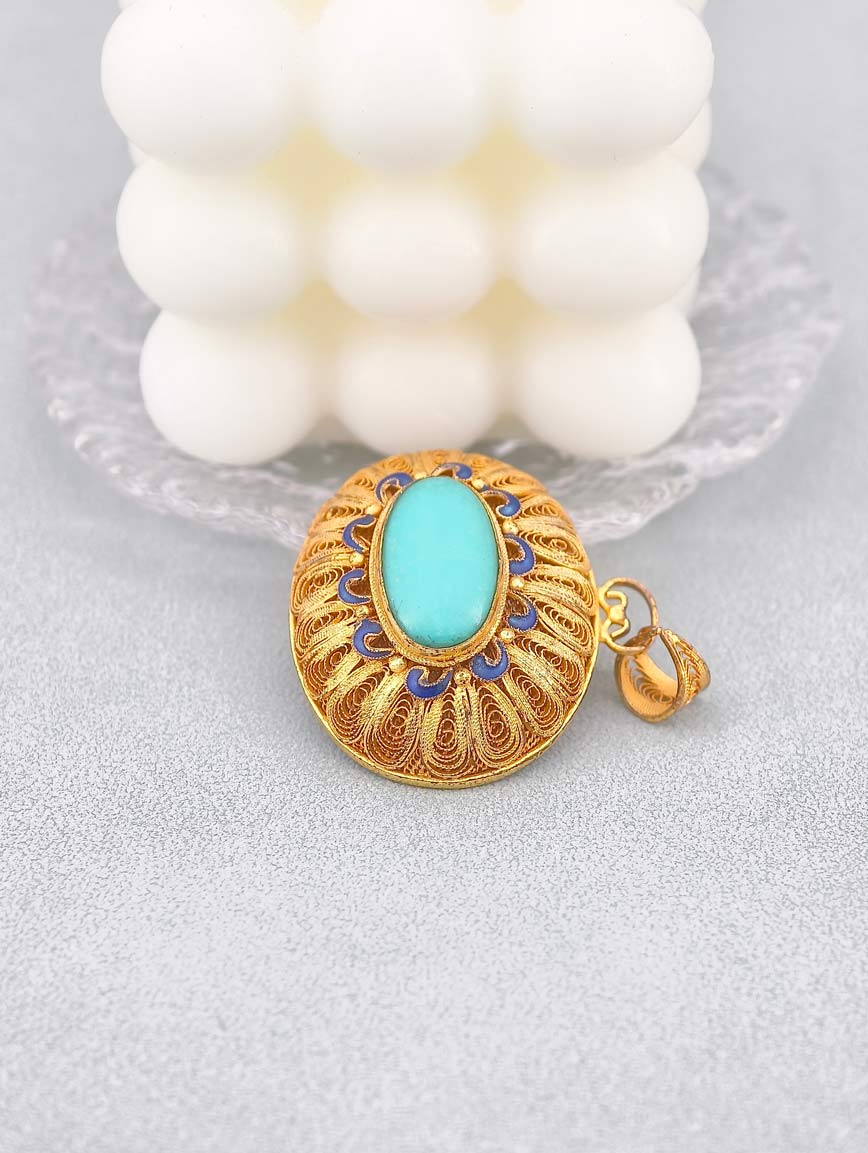 Natural Turquoise Cloisonne Enamel Pendant image