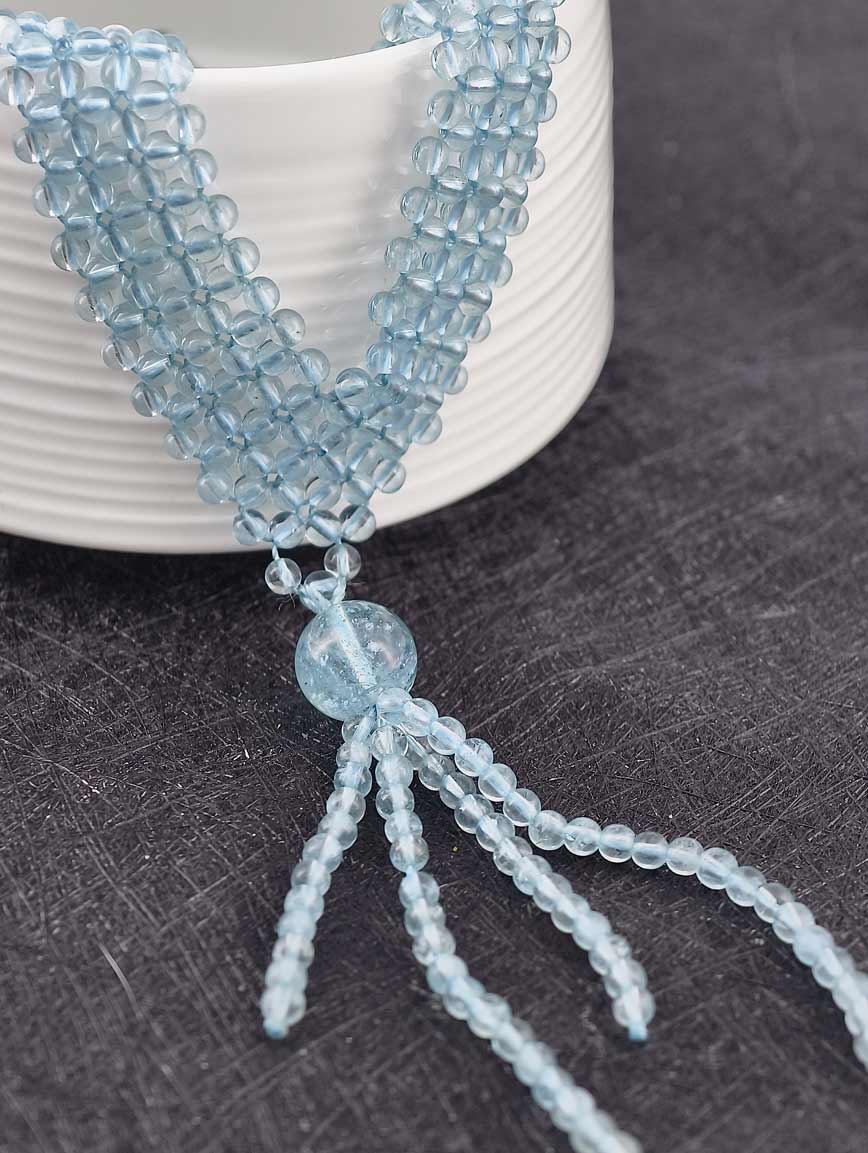 Braided Style Natural Aquamarine Necklace image