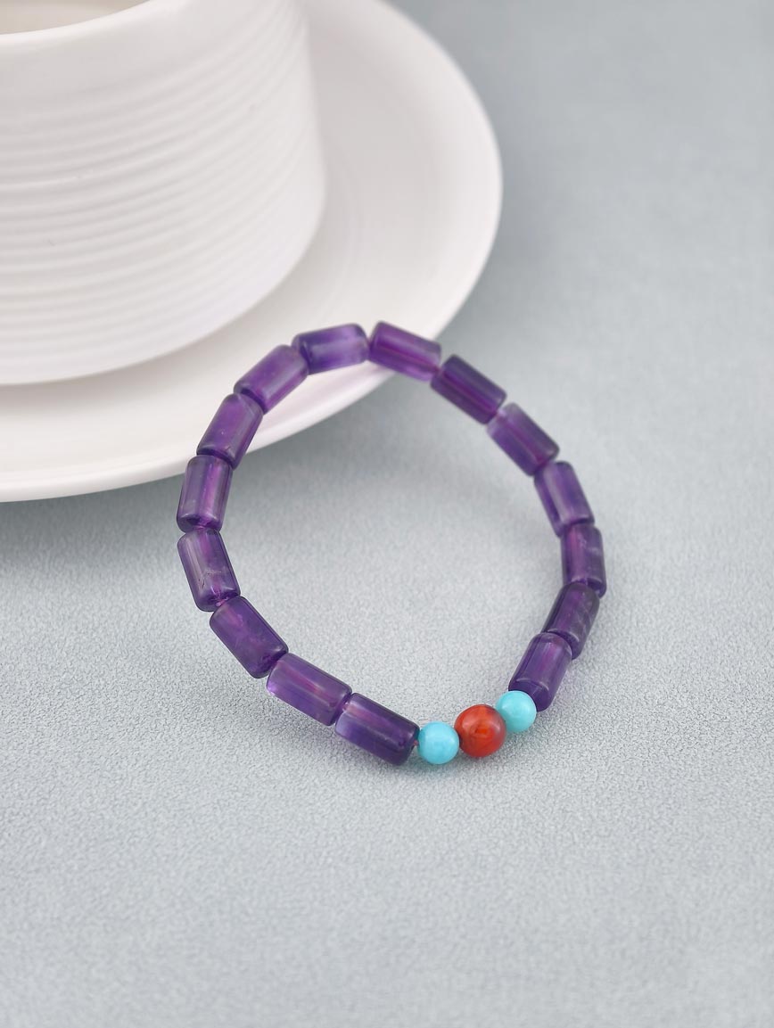 Natural Amethyst and Amazonite South Red Agate Bracelet image