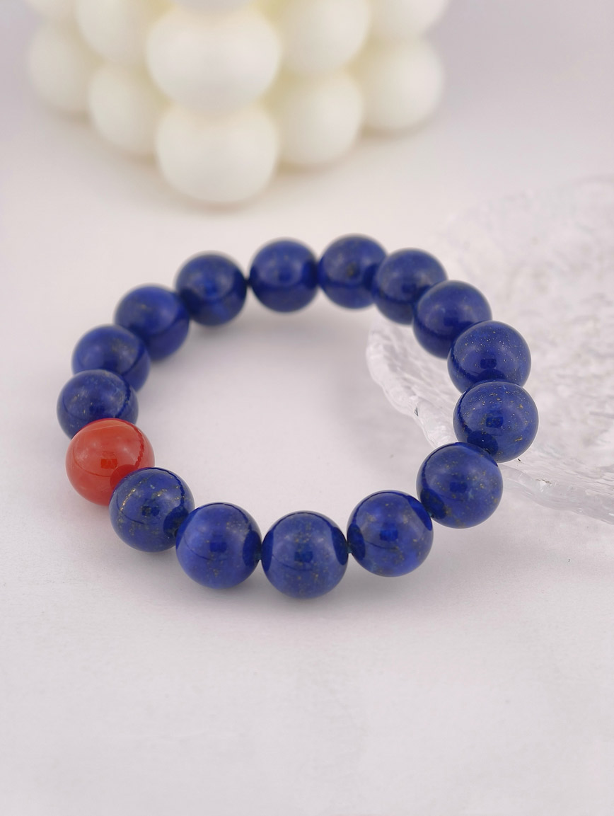 Natural Lapis Lazuli and South Red Agate Bracelet image