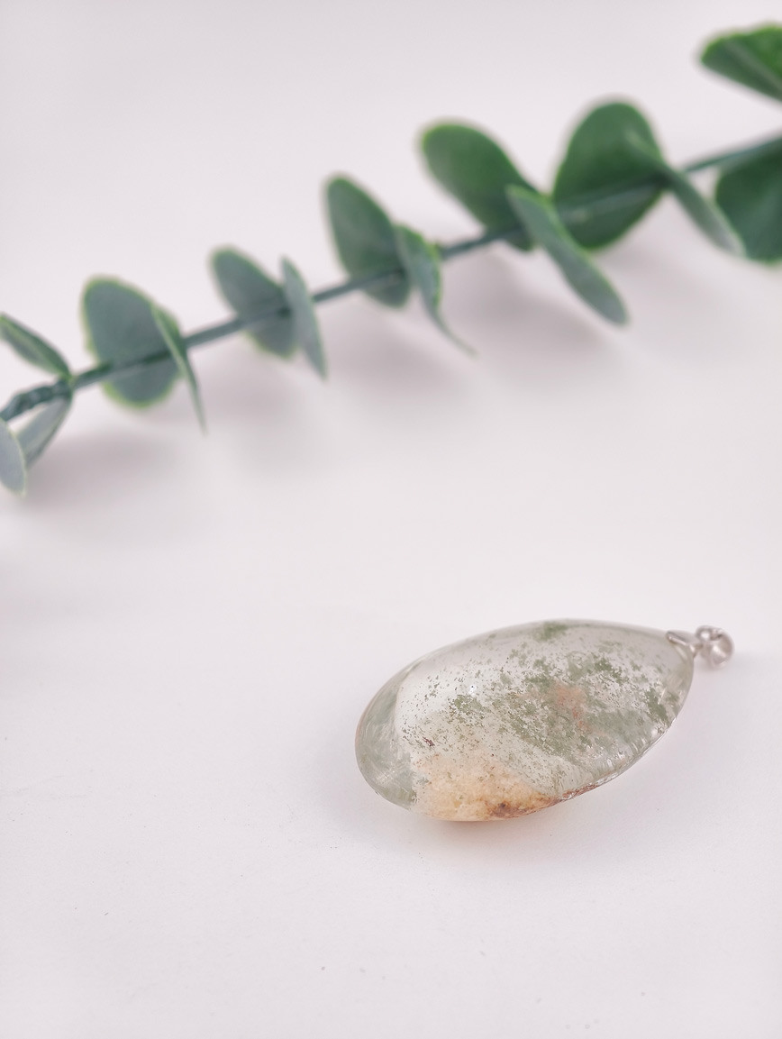 Natural White Phantom Sterling Silver Pendant image