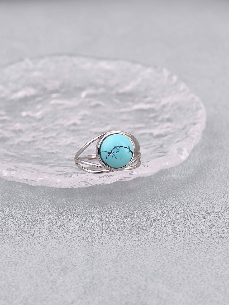 Natural Raw Mineral High Porcelain High Blue Turquoise Design Ring image