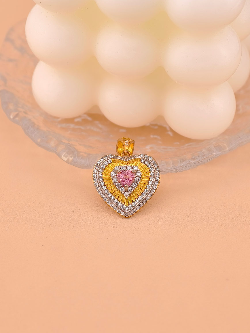 Natural Heart Pink Tourmaline Sterling Silver Pendant image