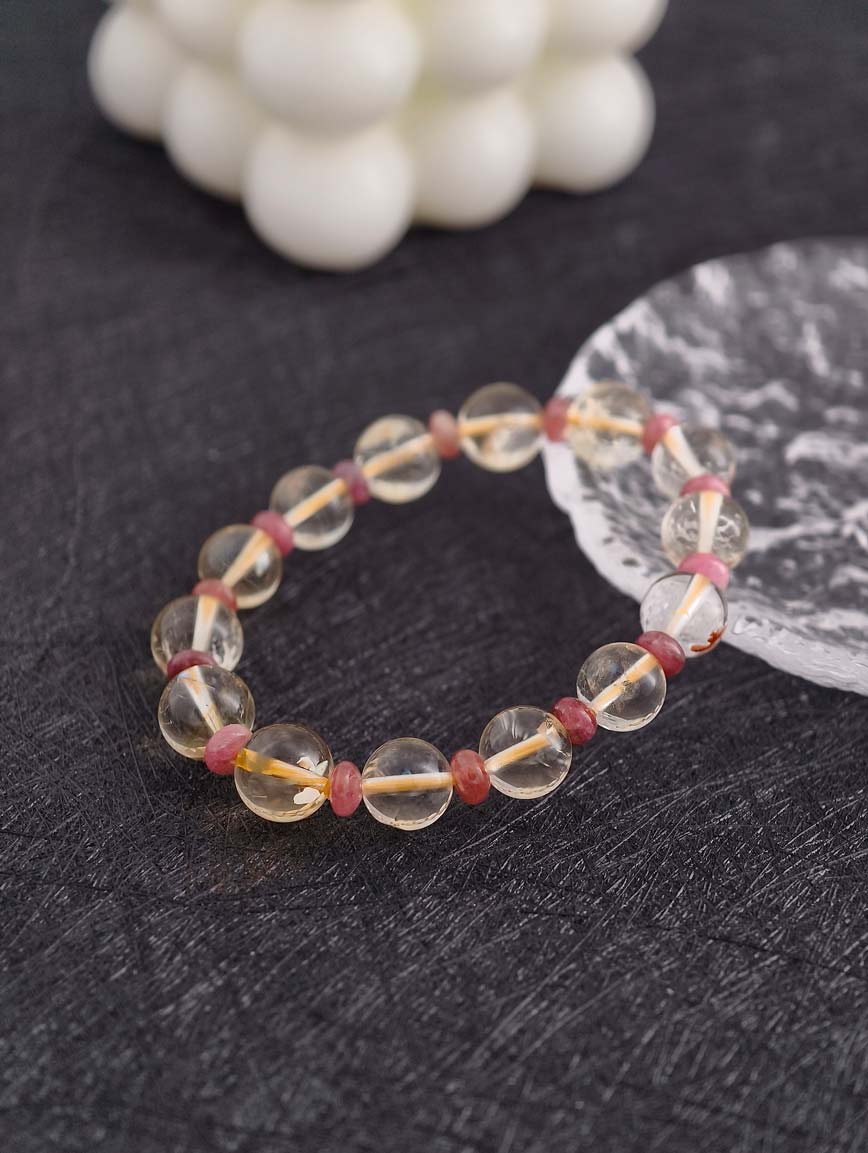 Natural Citrine and Abacus Bead Tourmaline Bracelet image
