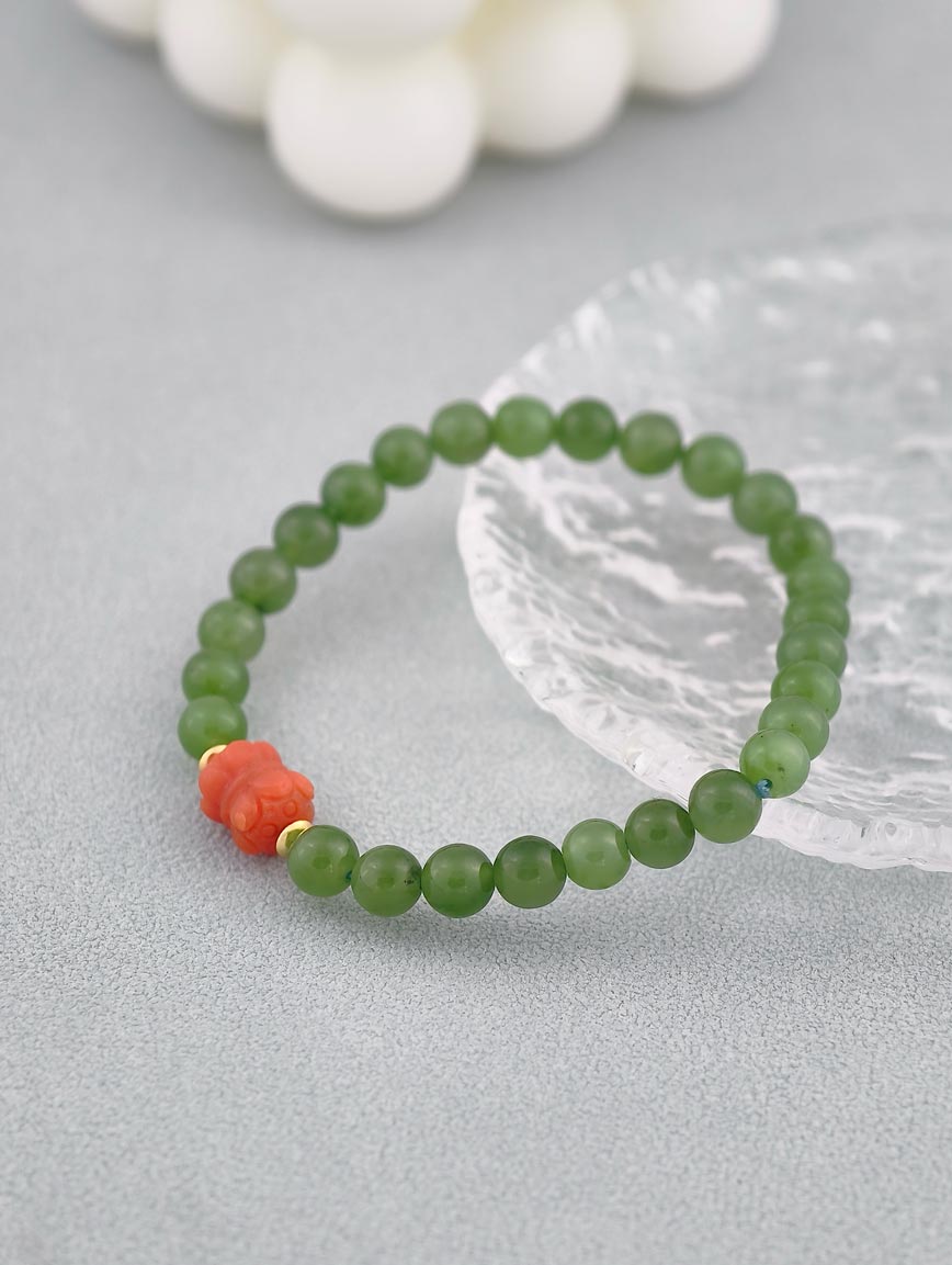 Natural Jasper and South Red Agate Simple Style Bracelet image