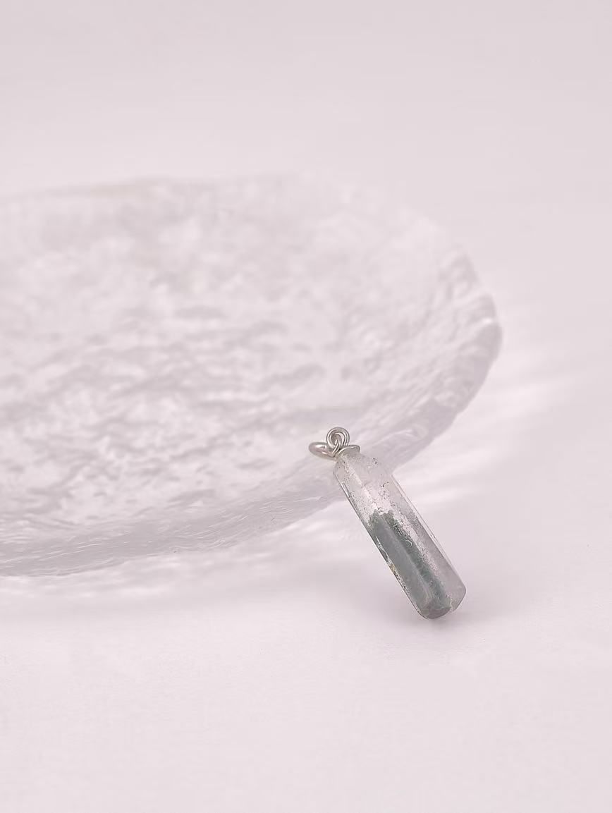 Natural Green Phantom Sterling Silver Pendant image