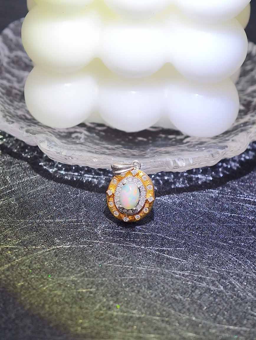Natural Opal Sterling Silver Pendant image