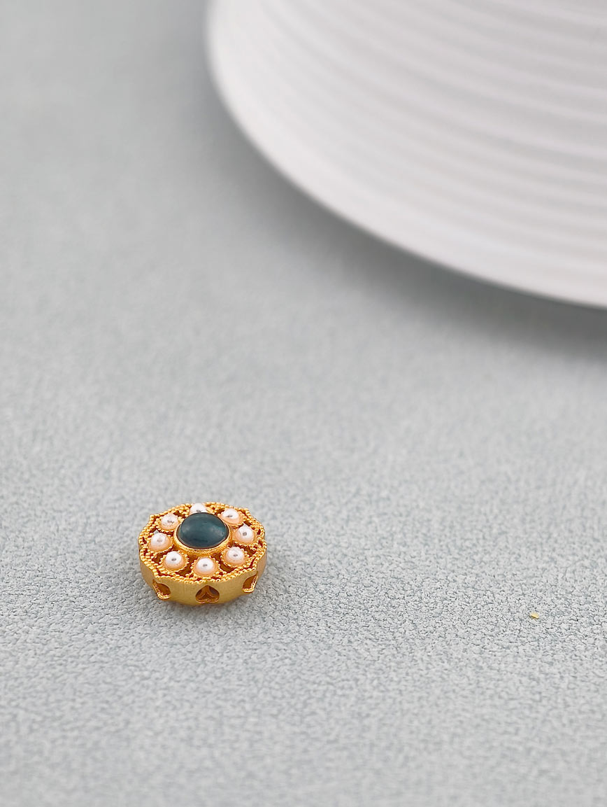 Natural Tourmaline Ruyi Flower Sterling Silver DIY Accessory image