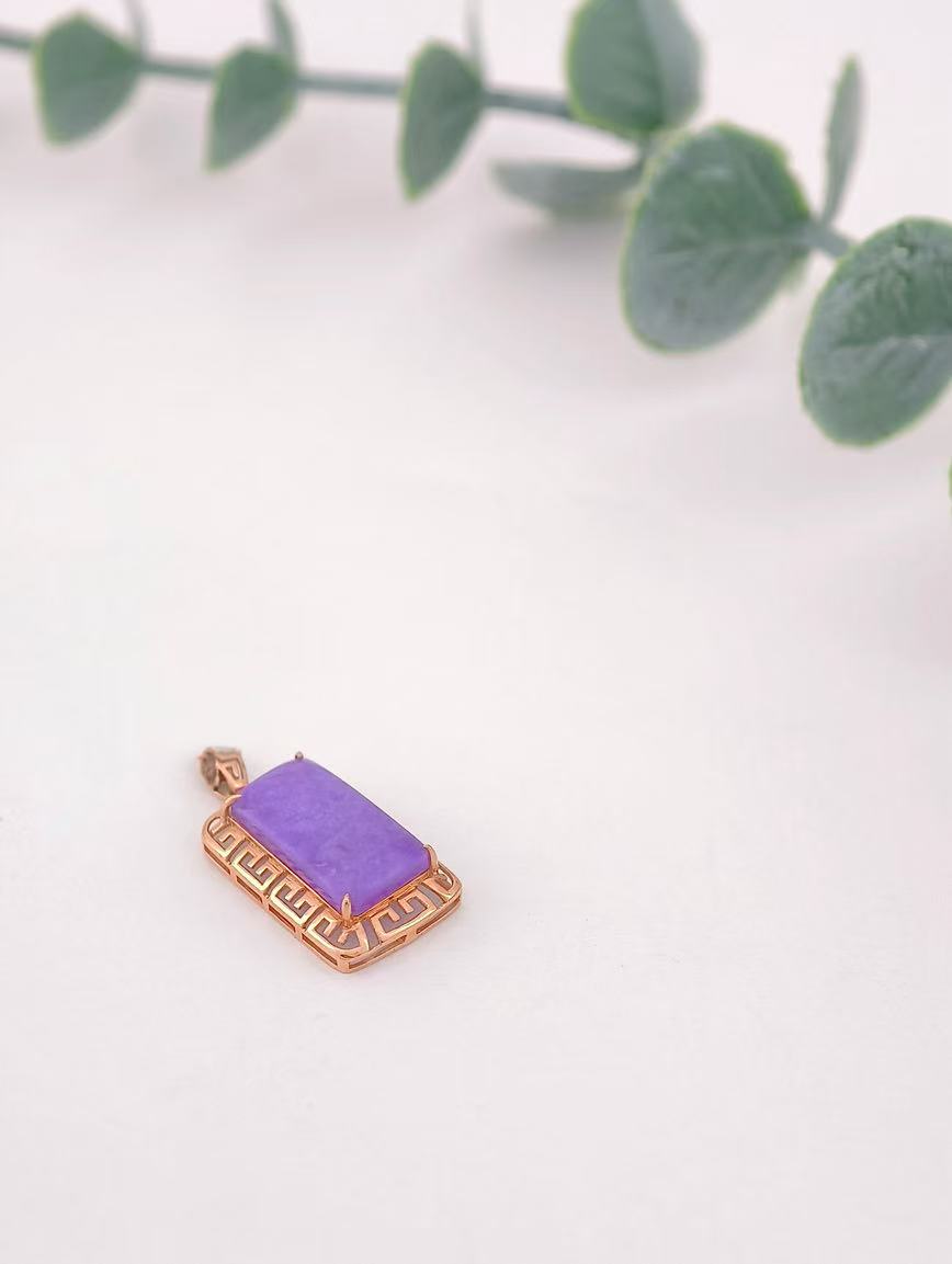 18K Gold Magic Purple Sugilite Square Pendant image