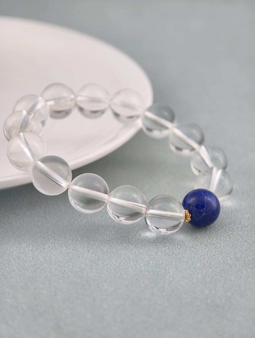 Natural Clear Quartz and Lapis Lazuli Bracelet image