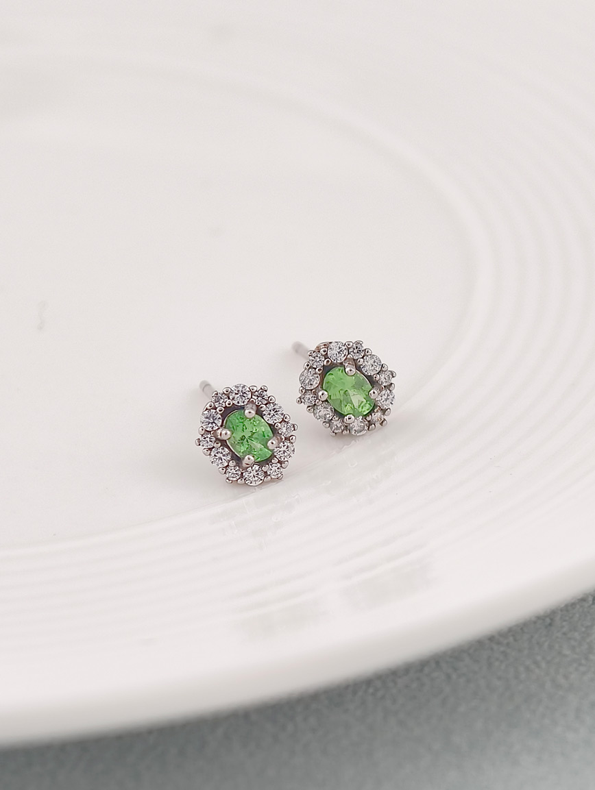 Natural Peridot Exquisite Style Sterling Silver Earrings image