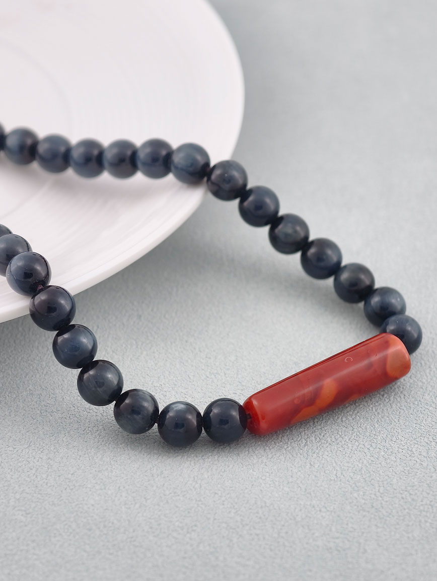 Natural Aquamarine with Premium Hawk's Eye and South Red Agate Necklace image