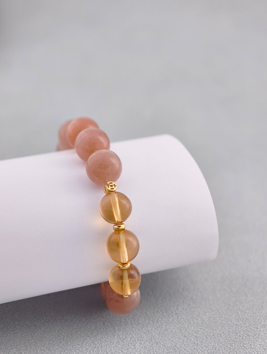 Natural Orange Moonstone and Citrine Bracelet image