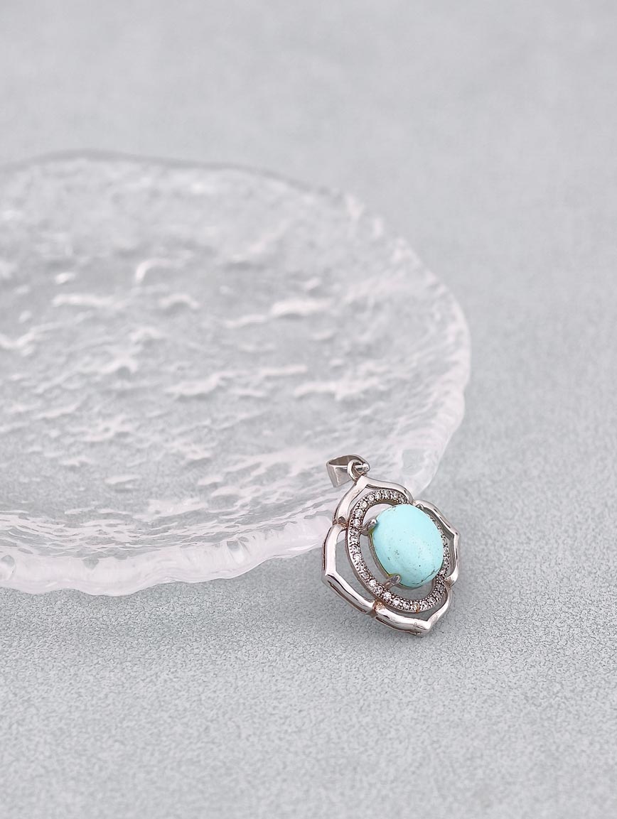 Natural Turquoise Sterling Silver Pendant image