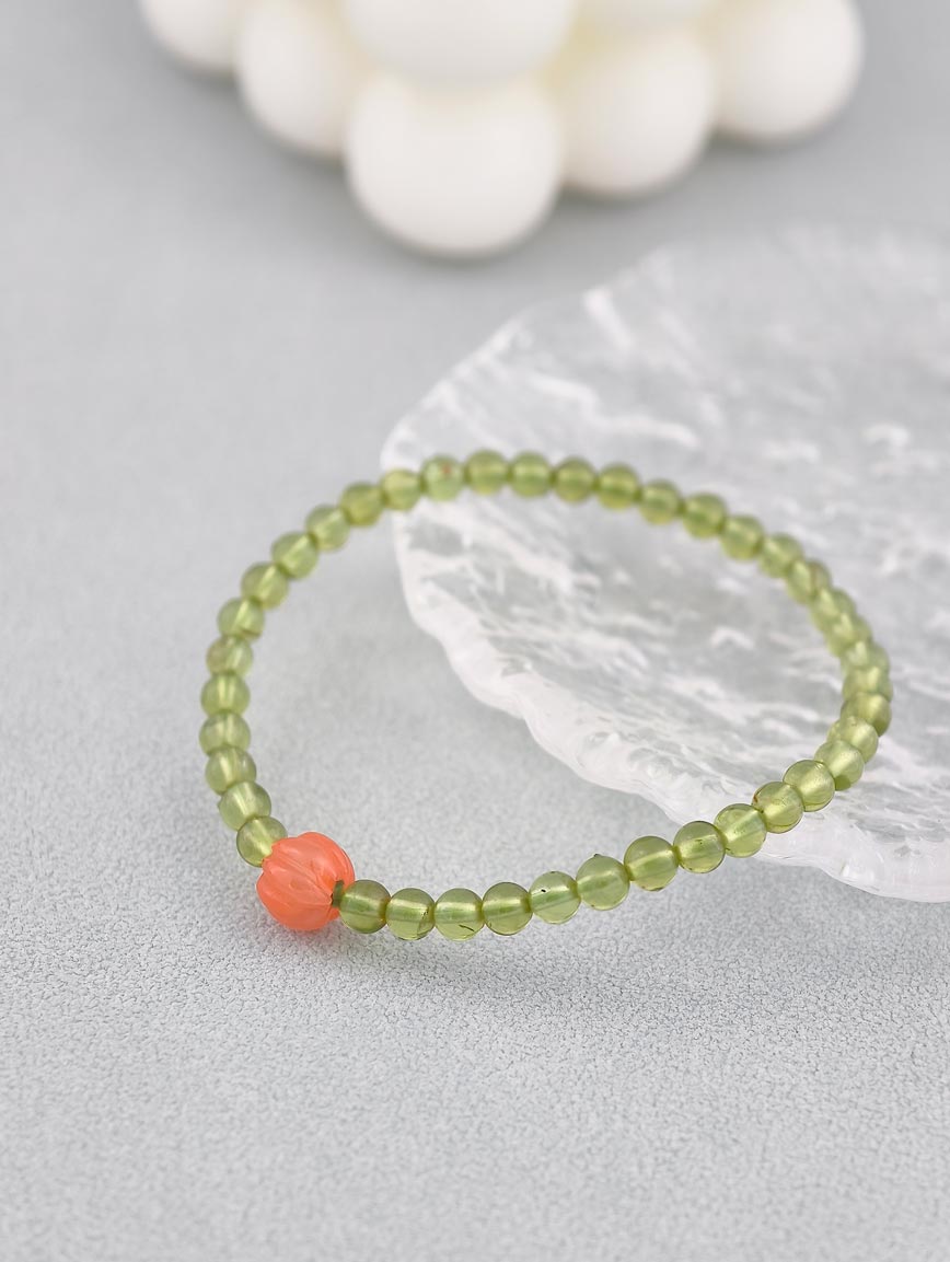 Natural Peridot and South Red Agate Bracelet image