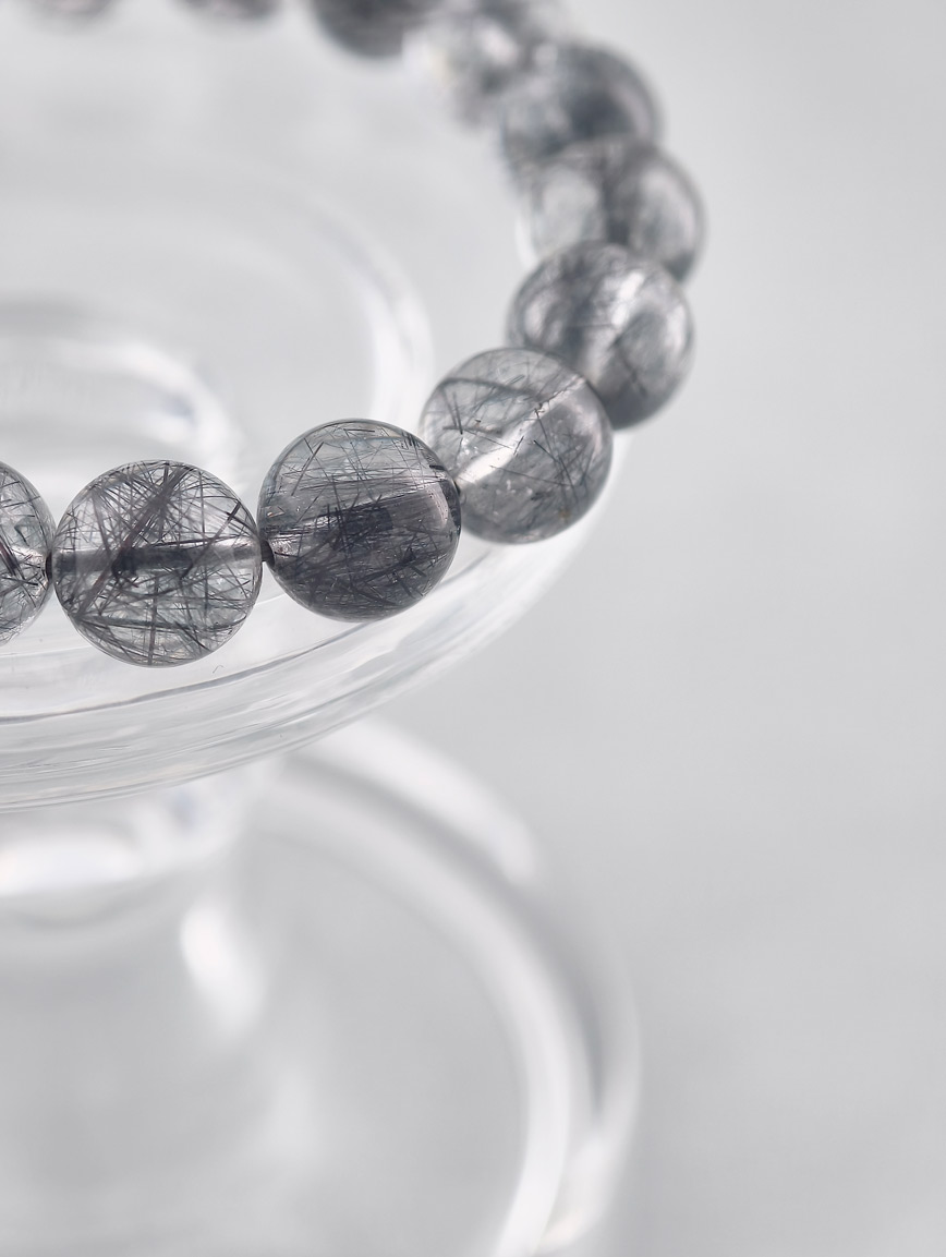 Natural Black Rutilated Quartz Energy Bracelet image
