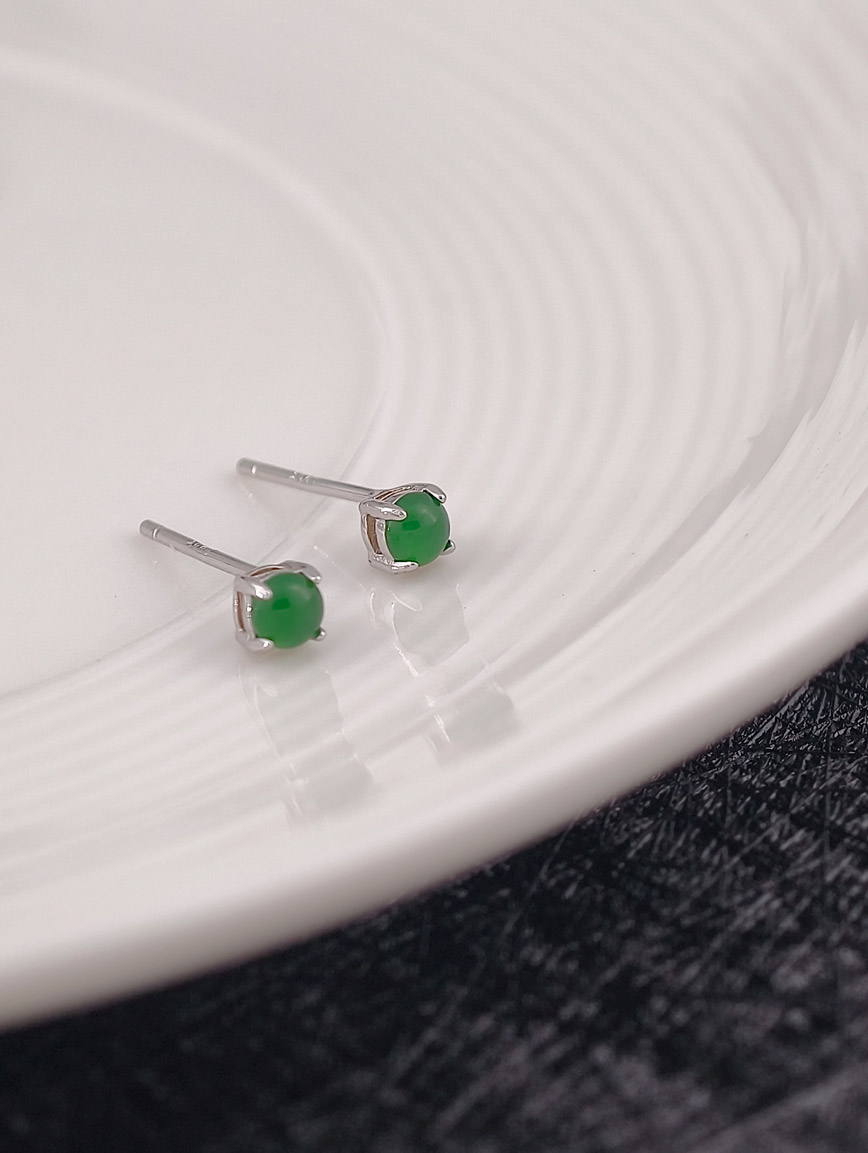 Natural Jadeite Simple Style Earrings image