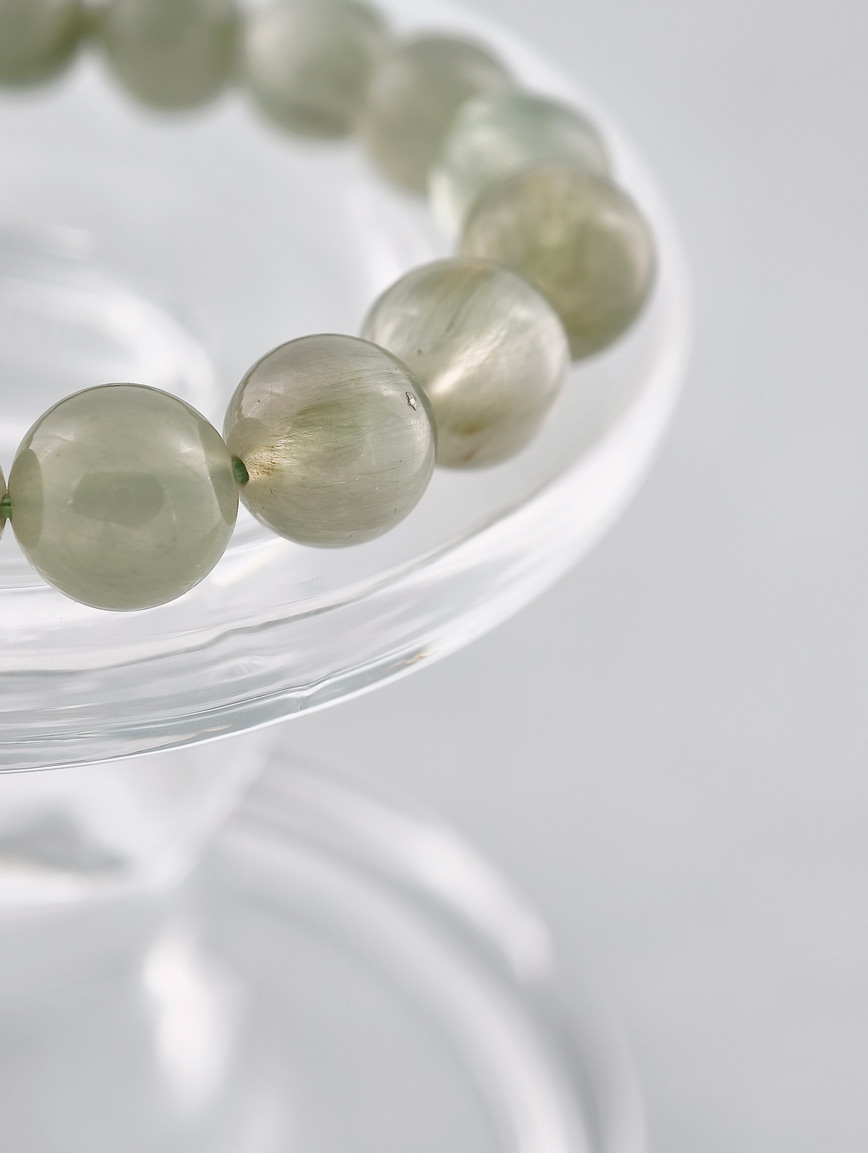 Natural Green Rutilated Quartz Simple Style Bracelet image
