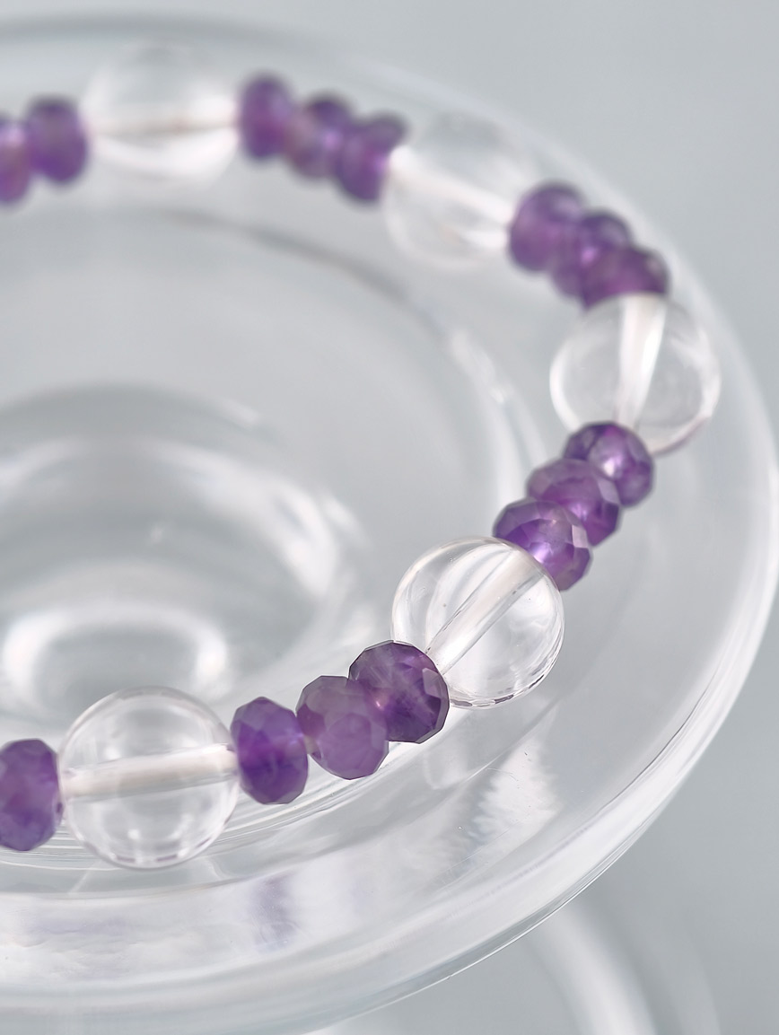 Natural Amethyst and Clear Quartz Bracelet image