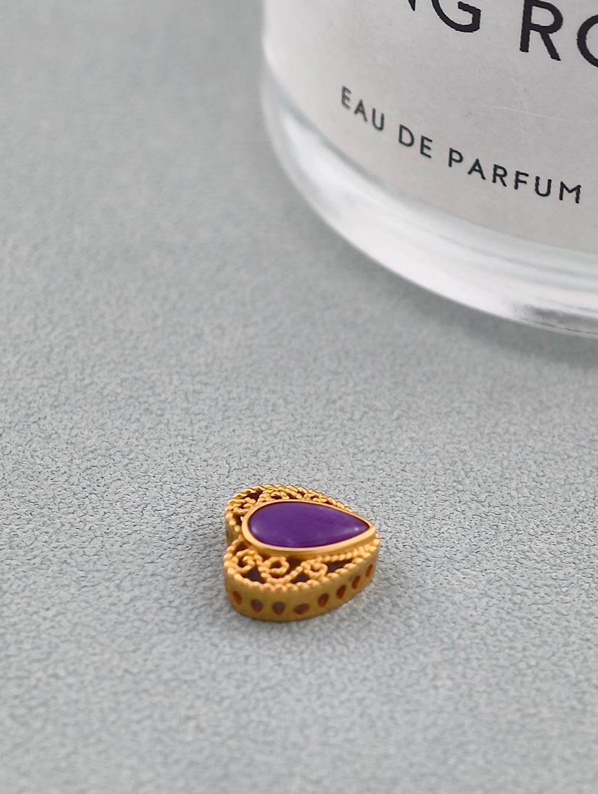 Heart Shaped 18K Gold Natural Sugilite DIY Accessory image